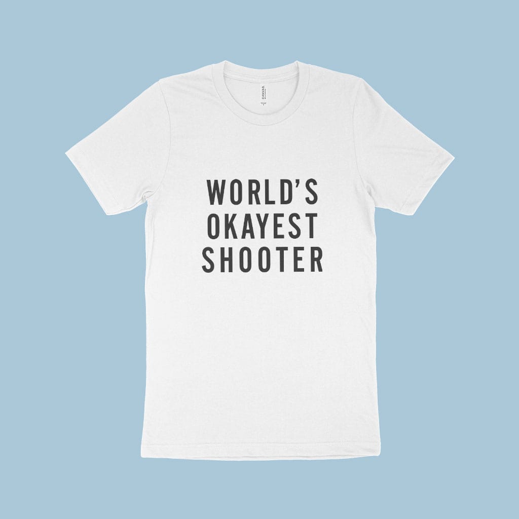 World's Okayest Shooter Unisex Jersey T-Shirt Made in USA