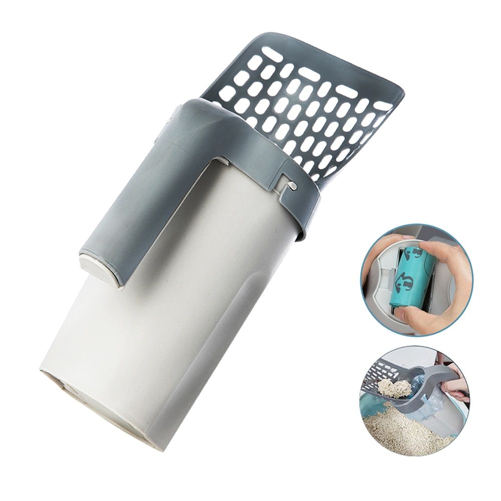 Efficient Self-Cleaning Cat Litter Scoop with Integrated Waste Bin