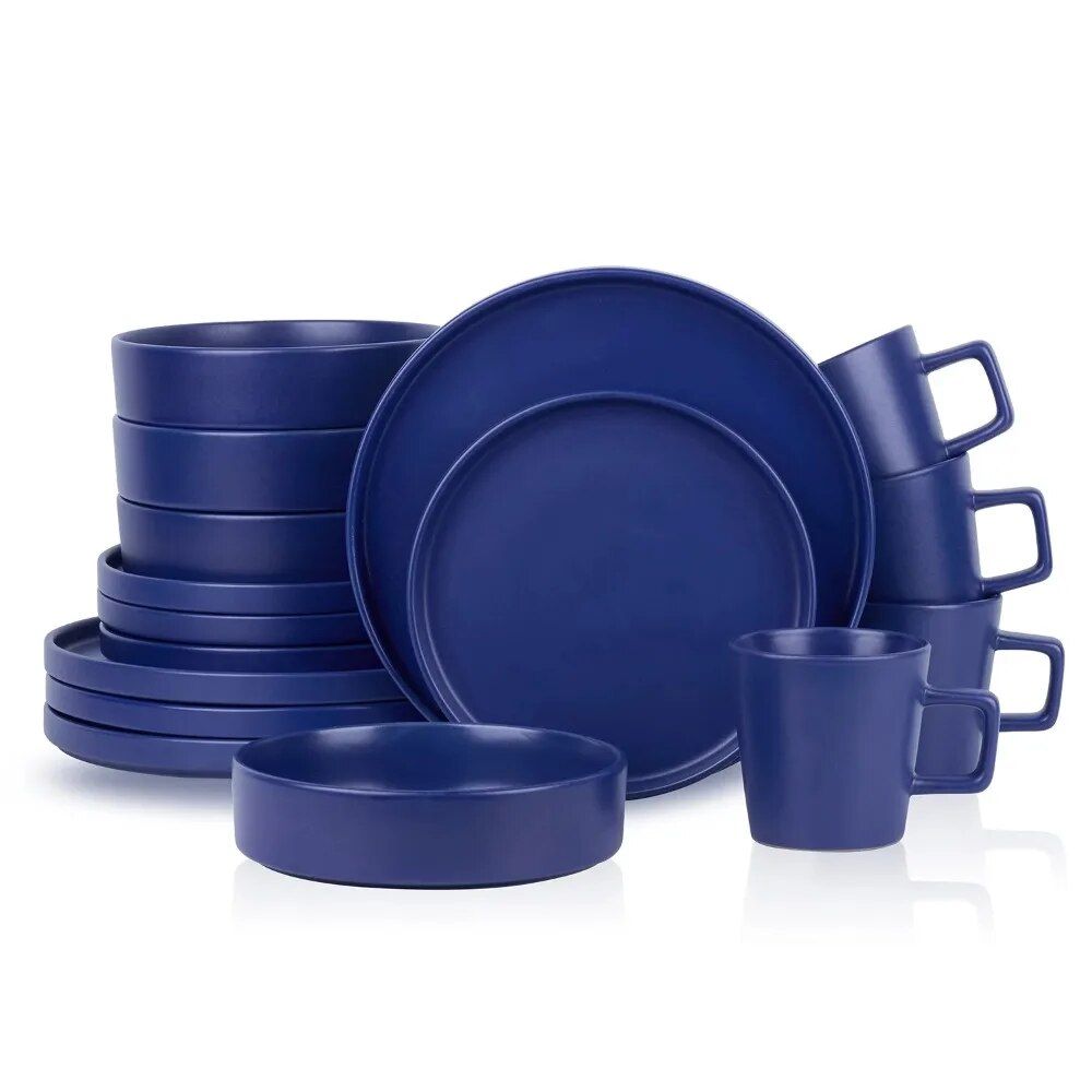 Stoneware Dinnerware Set, 16-Piece, Service for 4, Vibrant Yellow