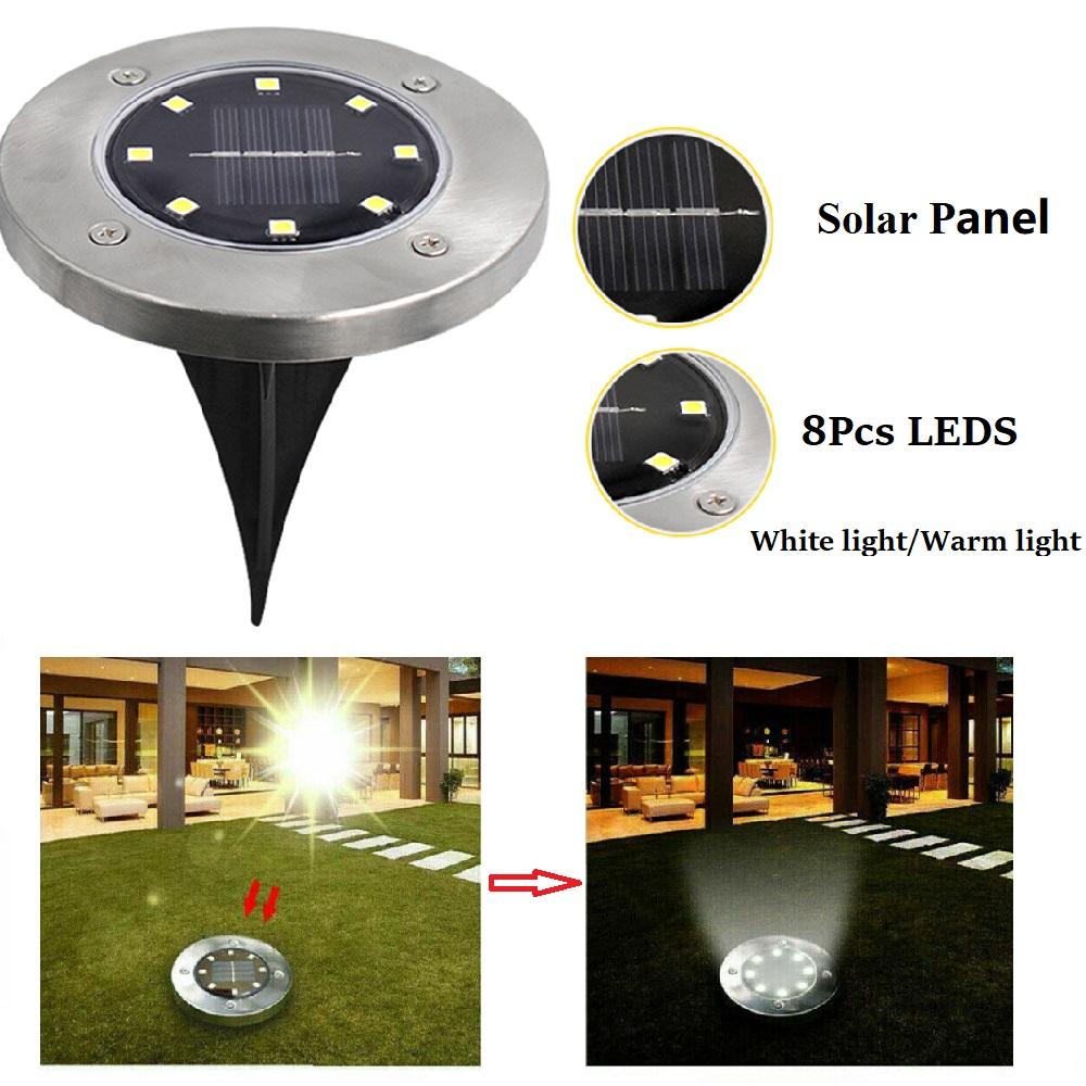 4 LEDs Solar Powered Buried Light Outdoor Pathway Garden Decking Lamps