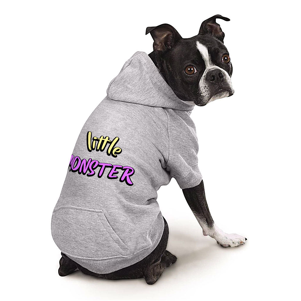 Little Monster Dog Hoodie with Pocket - Unique Dog Coat - Word Print Dog Clothing