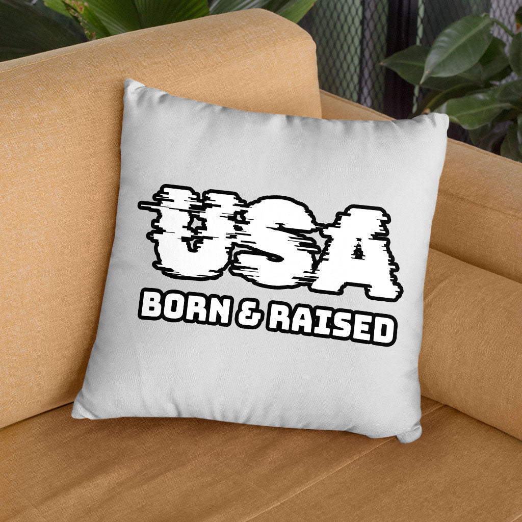 Born in the USA Square Pillow Cases - Patriotic Design Pillow Covers - Cool Design Pillowcases