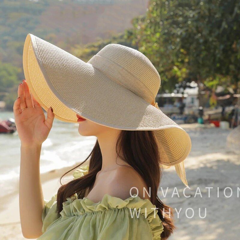 Elegant Wide Brim Summer Straw Hat for Women