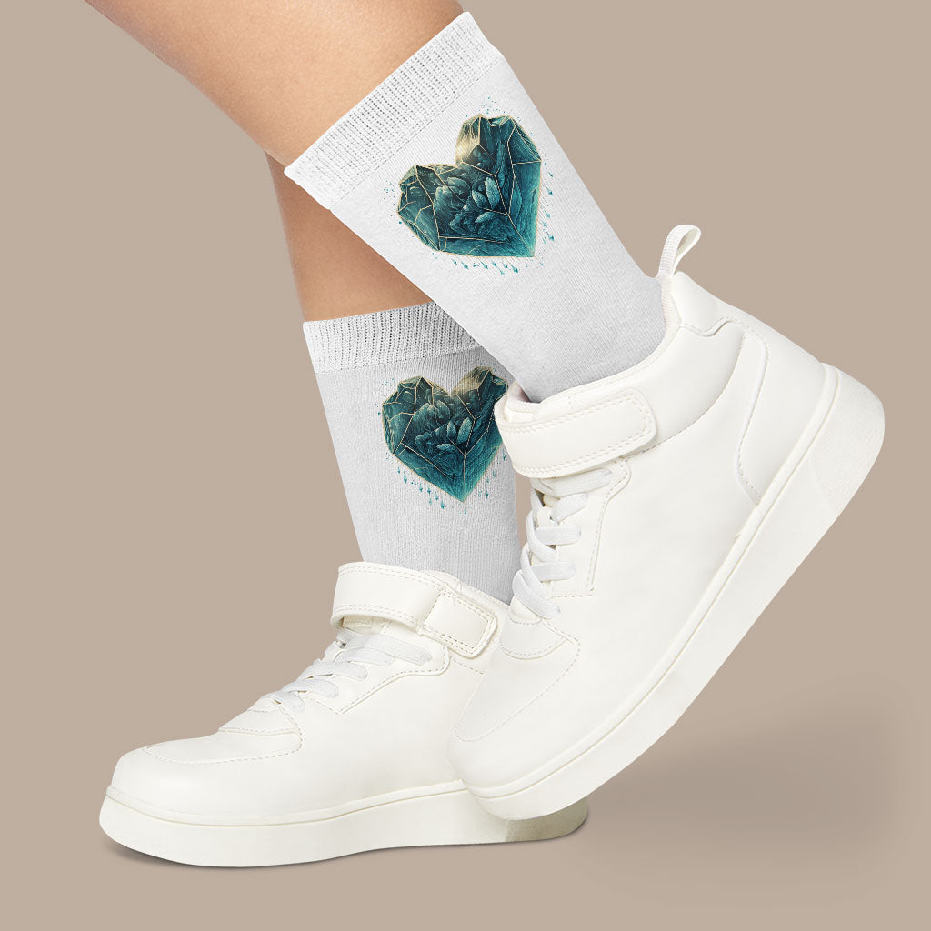 Heart Design Socks - Ice Novelty Socks - Heart Crew Socks