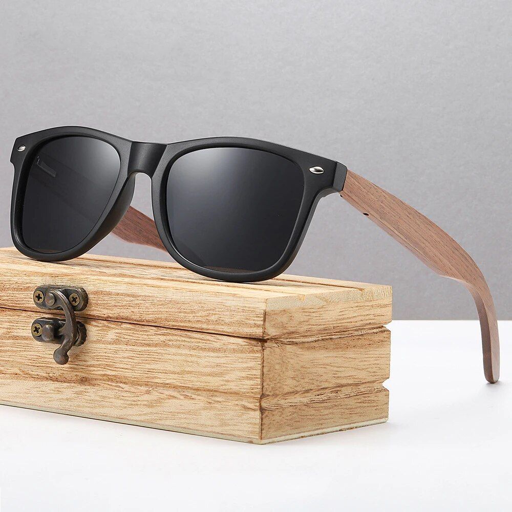 Classic Square Wooden Polarized Sunglasses for Men