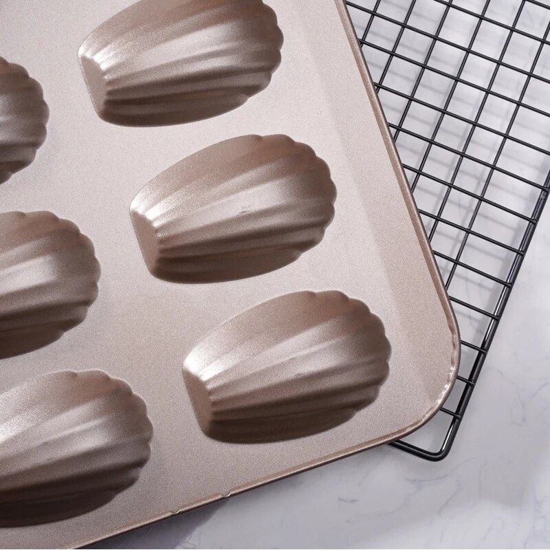 Deluxe Shell-Shaped 12-Grid Nonstick Baking Pan for Madeleines and Muffins