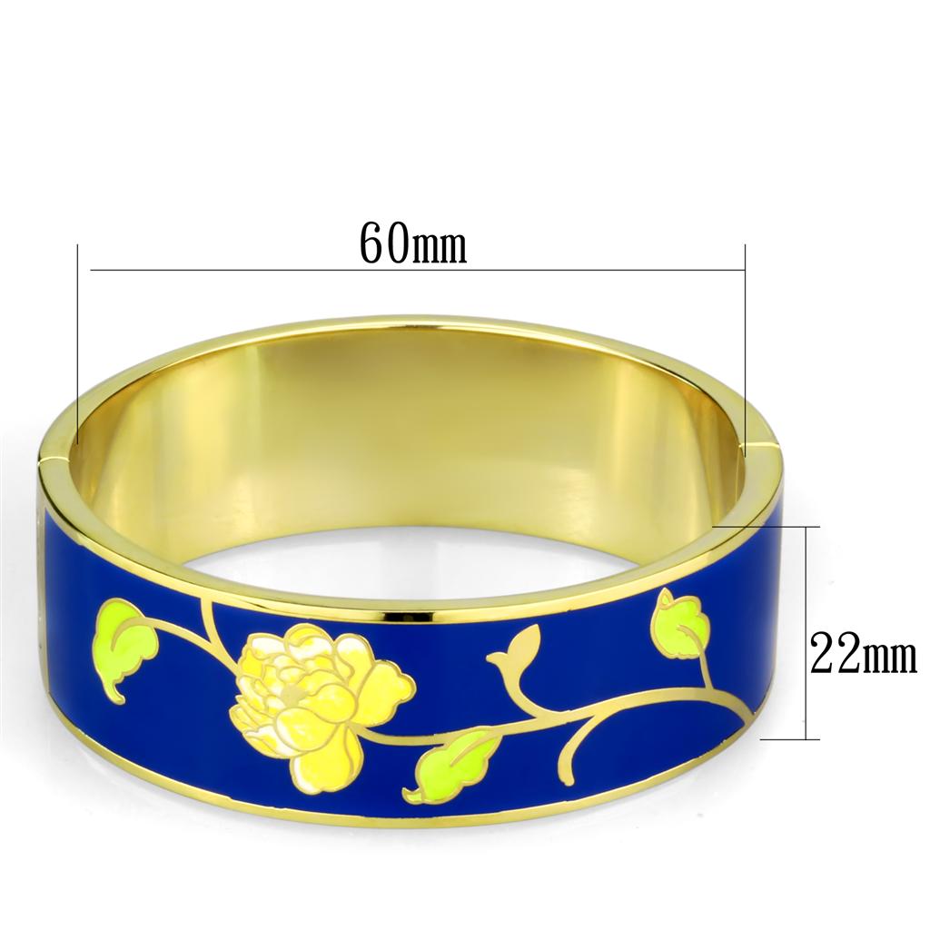 3W1018 - Gold White Metal Bangle with Epoxy in Capri Blue