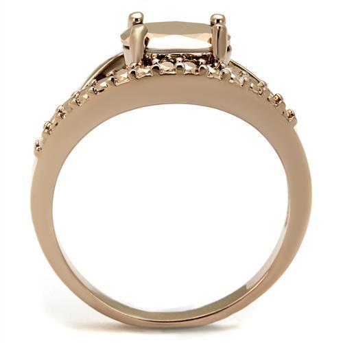 3W1198 - IP Rose Gold(Ion Plating) Brass Ring with AAA Grade CZ  in