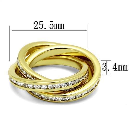 3W1330 - Gold Brass Ring with AAA Grade CZ in Clear