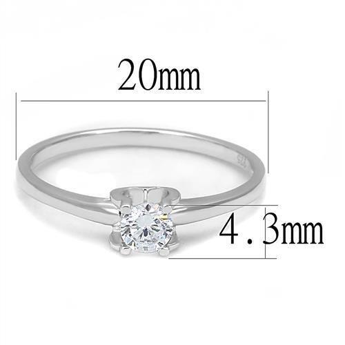 3W1385 - Rhodium 925 Sterling Silver Ring with AAA Grade CZ in Clear