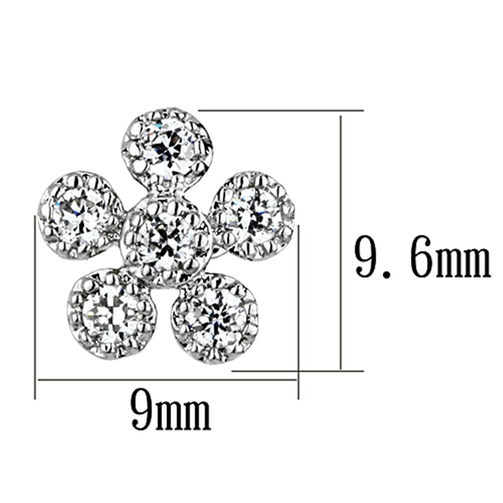 3W359 - Rhodium Brass Earrings with AAA Grade CZ in Clear