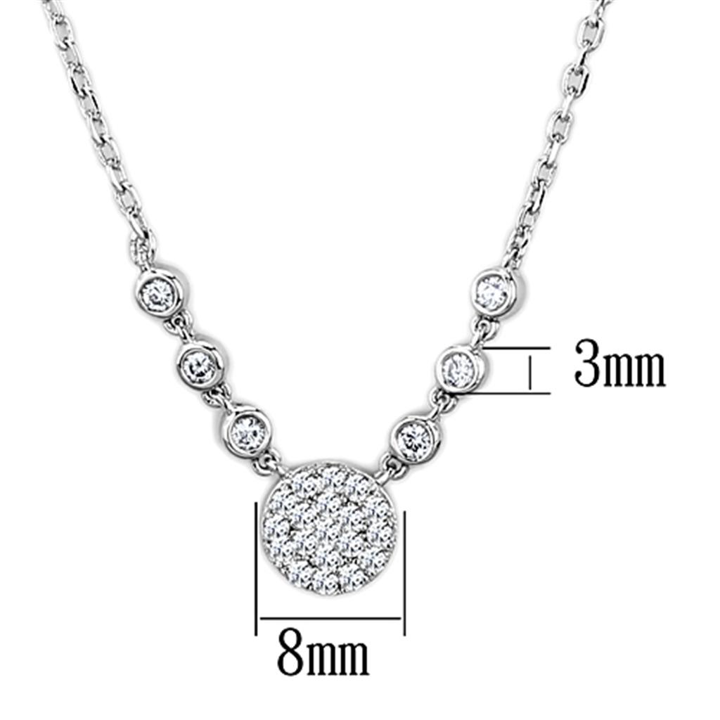 3W417 - Rhodium Brass Necklace with AAA Grade CZ  in Clear