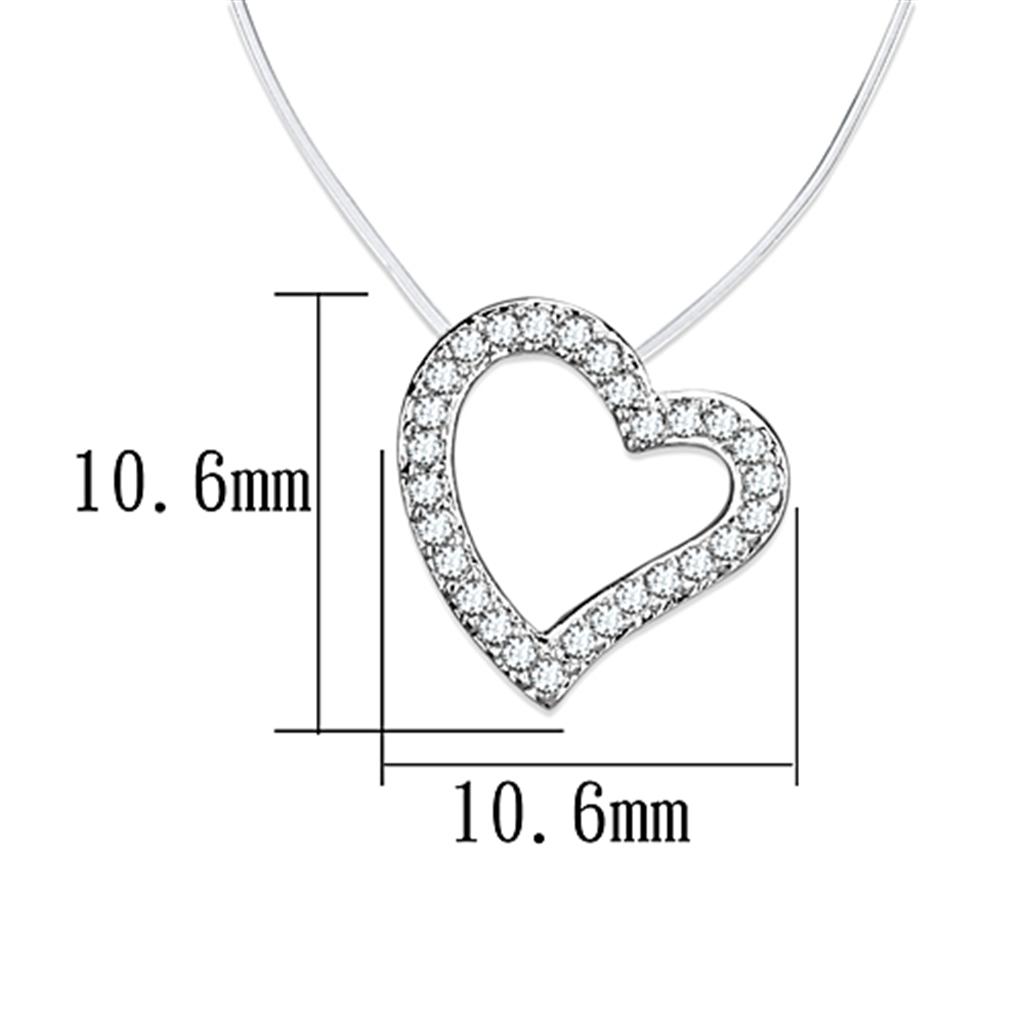 3W420 - Rhodium Brass Necklace with AAA Grade CZ in Clear