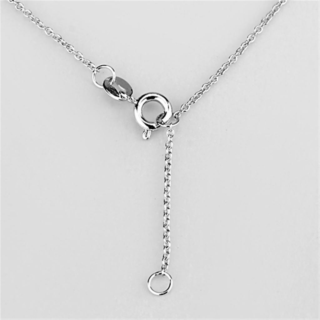 3W429 - Rhodium Brass Necklace with AAA Grade CZ in Clear