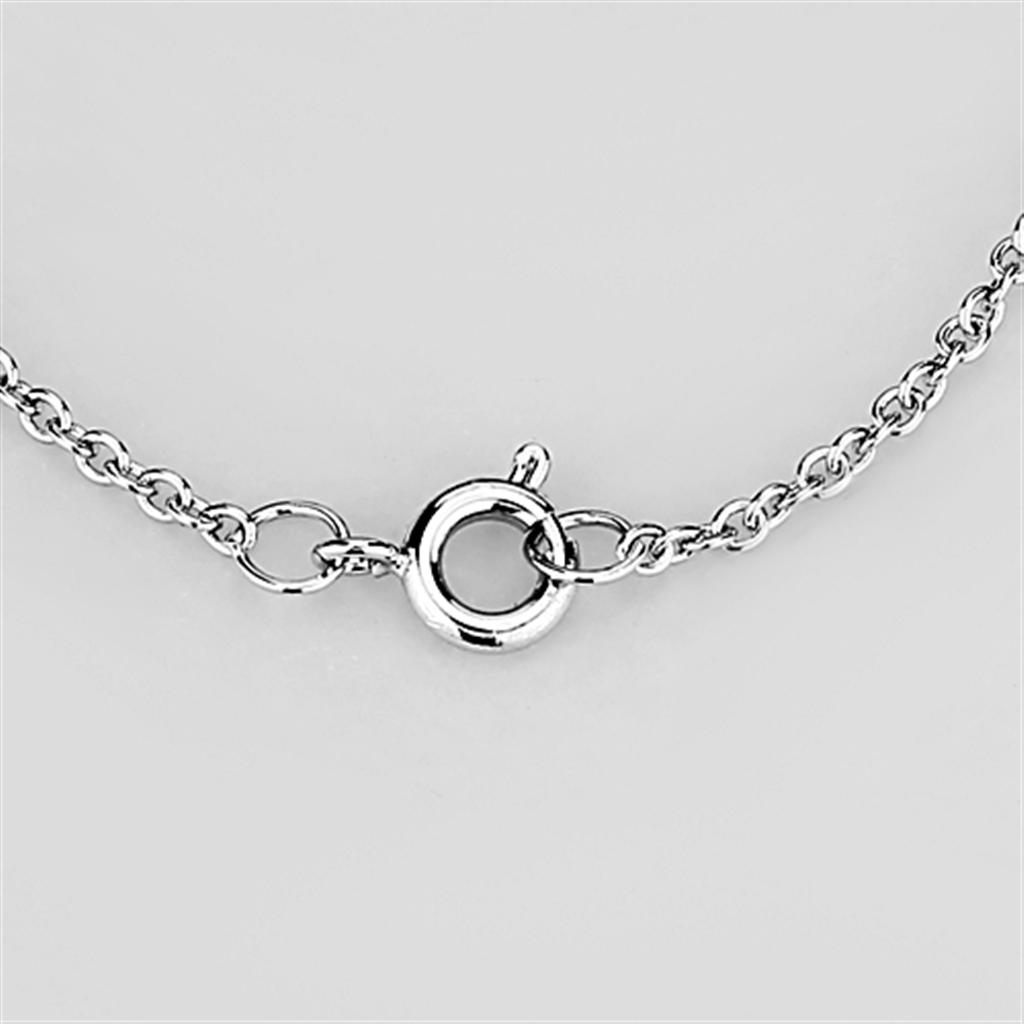 3W453 - Rhodium Brass Necklace with AAA Grade CZ in Clear