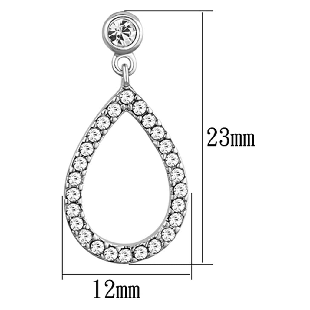 3W617 - Rhodium Brass Earrings with Top Grade Crystal in Clear