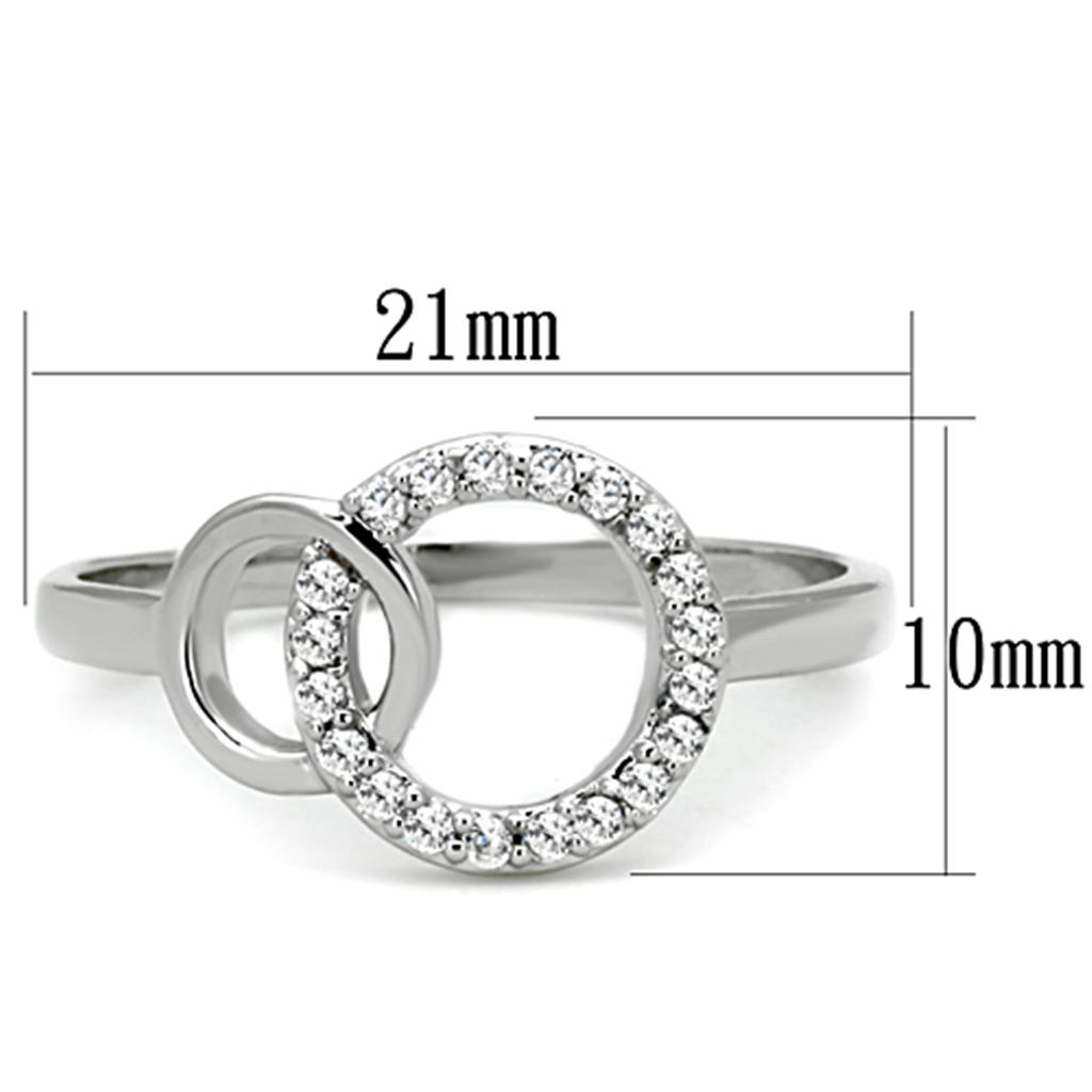 3W756 - Rhodium Brass Ring with AAA Grade CZ in Clear