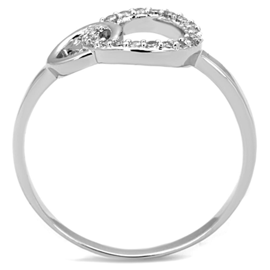 3W756 - Rhodium Brass Ring with AAA Grade CZ in Clear