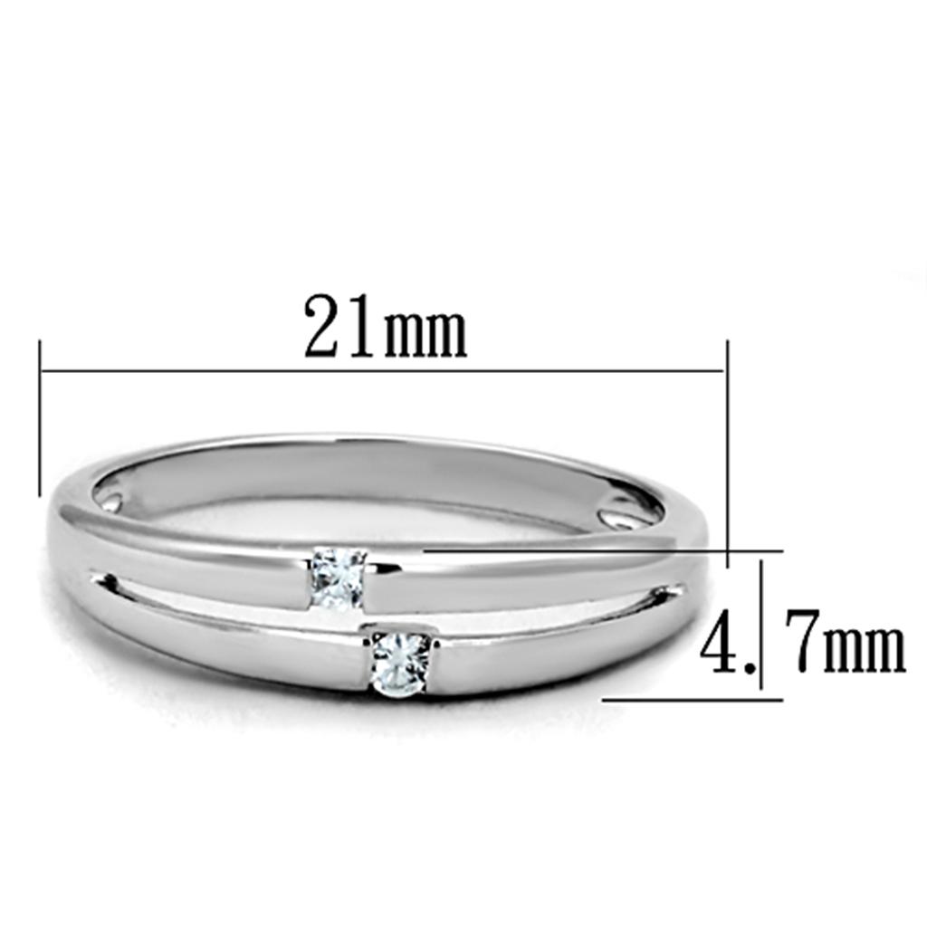 3W779 - Rhodium Brass Ring with AAA Grade CZ in Clear