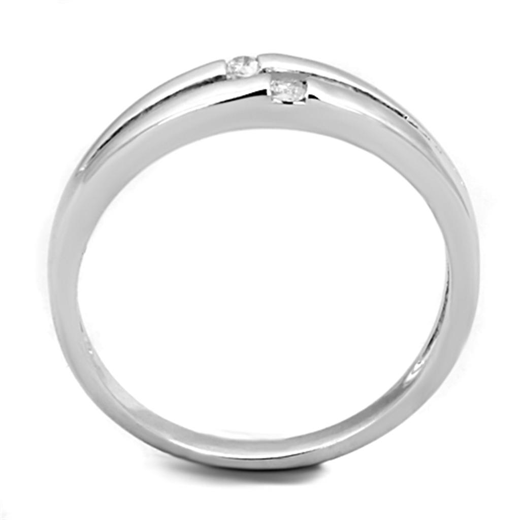 3W779 - Rhodium Brass Ring with AAA Grade CZ in Clear