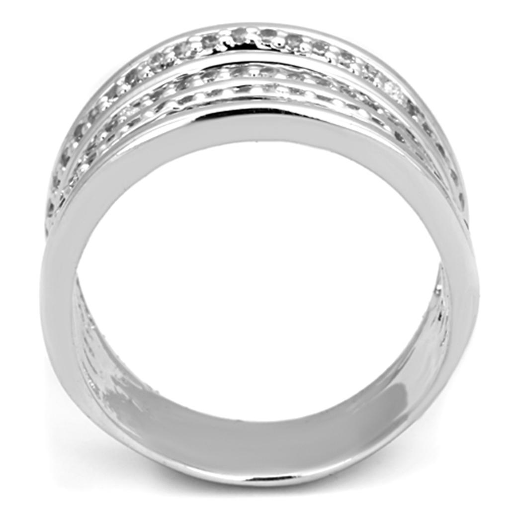 3W791 - Rhodium Brass Ring with AAA Grade CZ in Clear