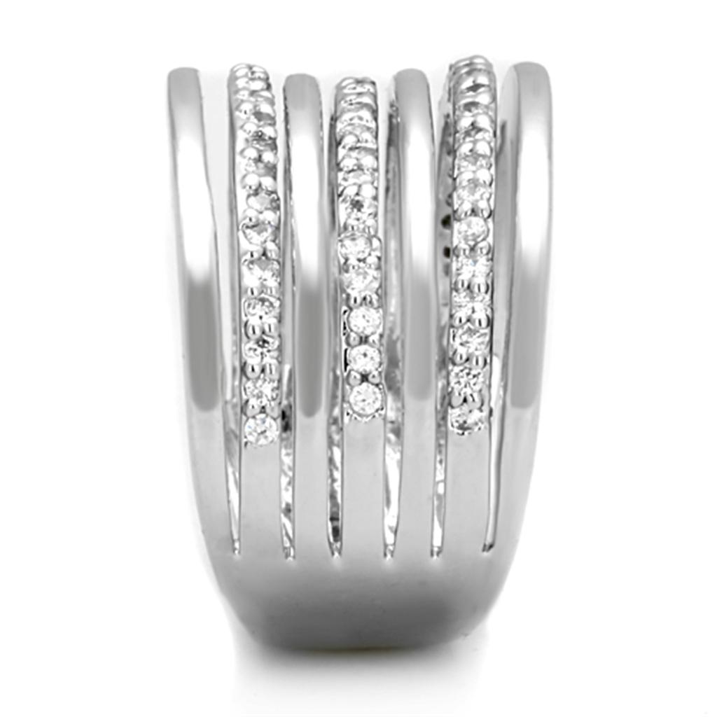 3W791 - Rhodium Brass Ring with AAA Grade CZ in Clear