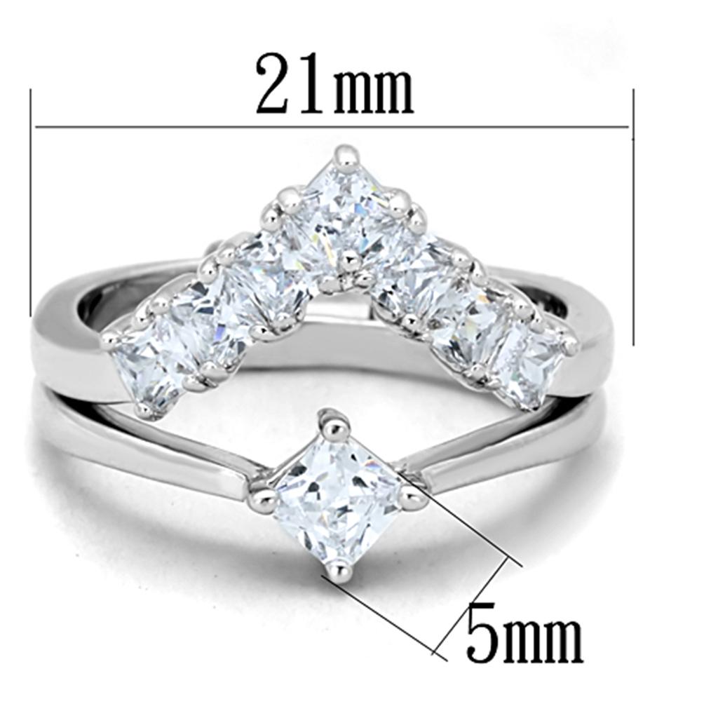 3W815 - Rhodium Brass Ring with AAA Grade CZ in Clear