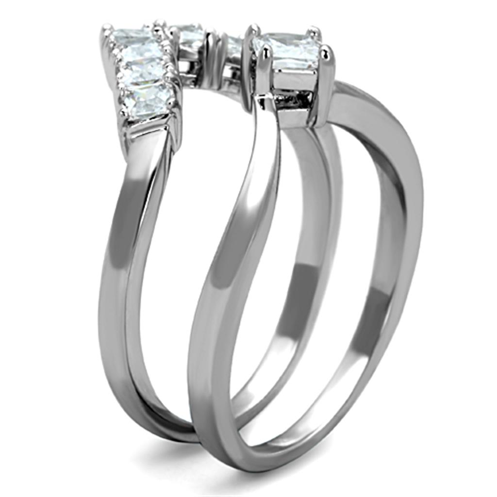 3W815 - Rhodium Brass Ring with AAA Grade CZ in Clear