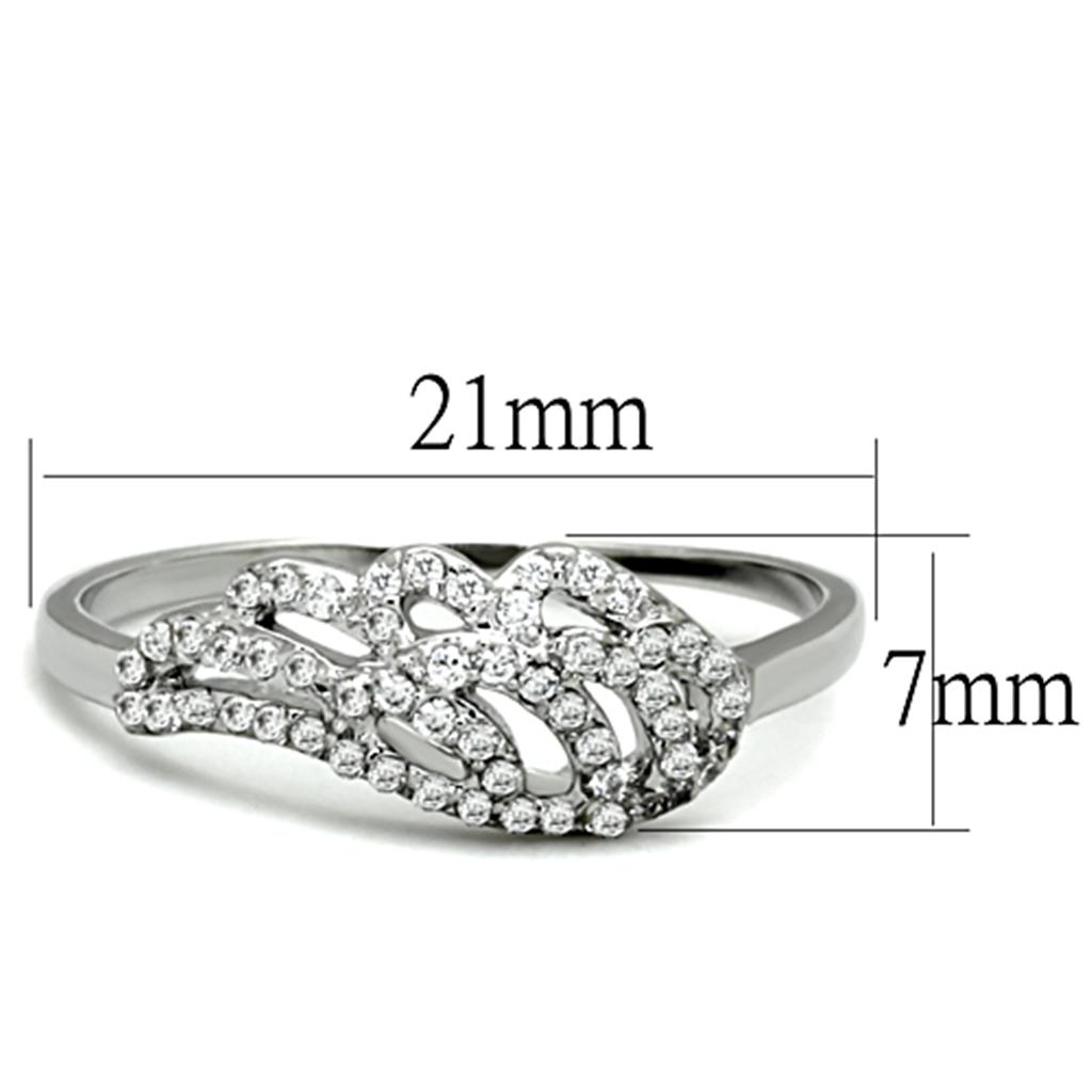 3W824 - Rhodium Brass Ring with AAA Grade CZ in Clear