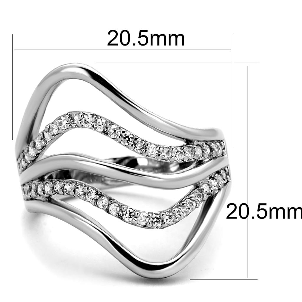 3W878 Rhodium Brass Ring with AAA Grade CZ in