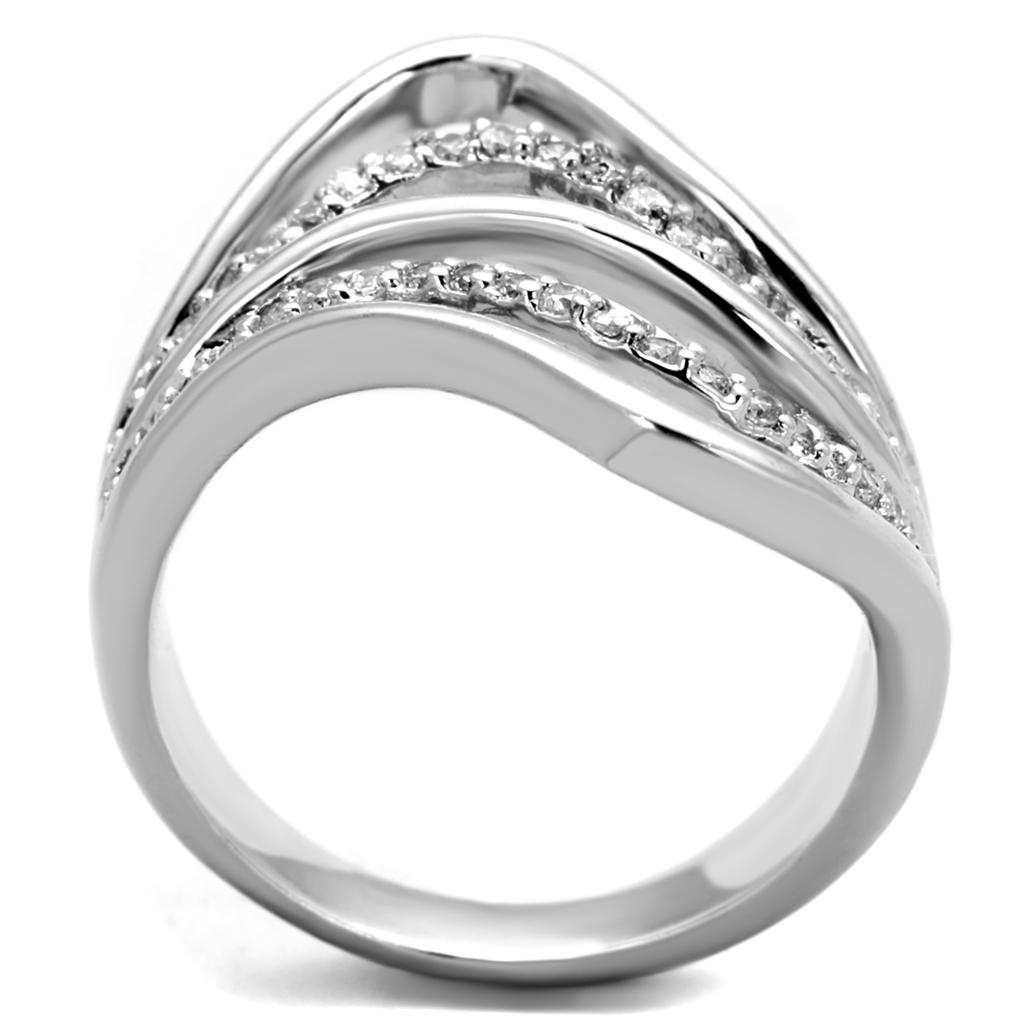 3W878 Rhodium Brass Ring with AAA Grade CZ in