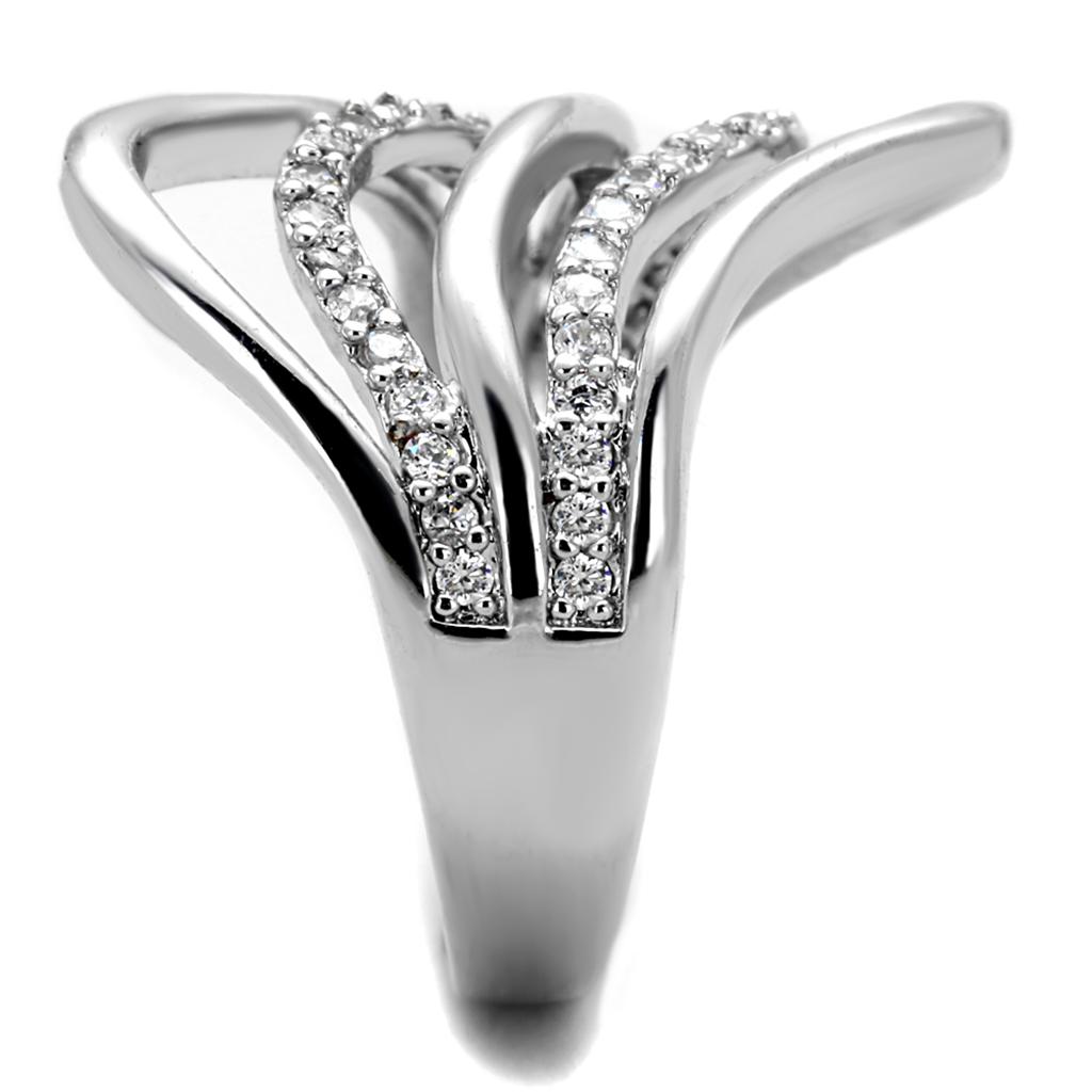 3W878 Rhodium Brass Ring with AAA Grade CZ in