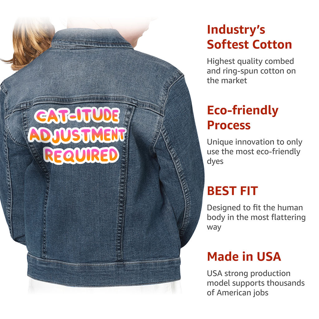 Cat Themed Kids' Denim Jacket - Funny Design Jean Jacket - Best Print Denim Jacket for Kids