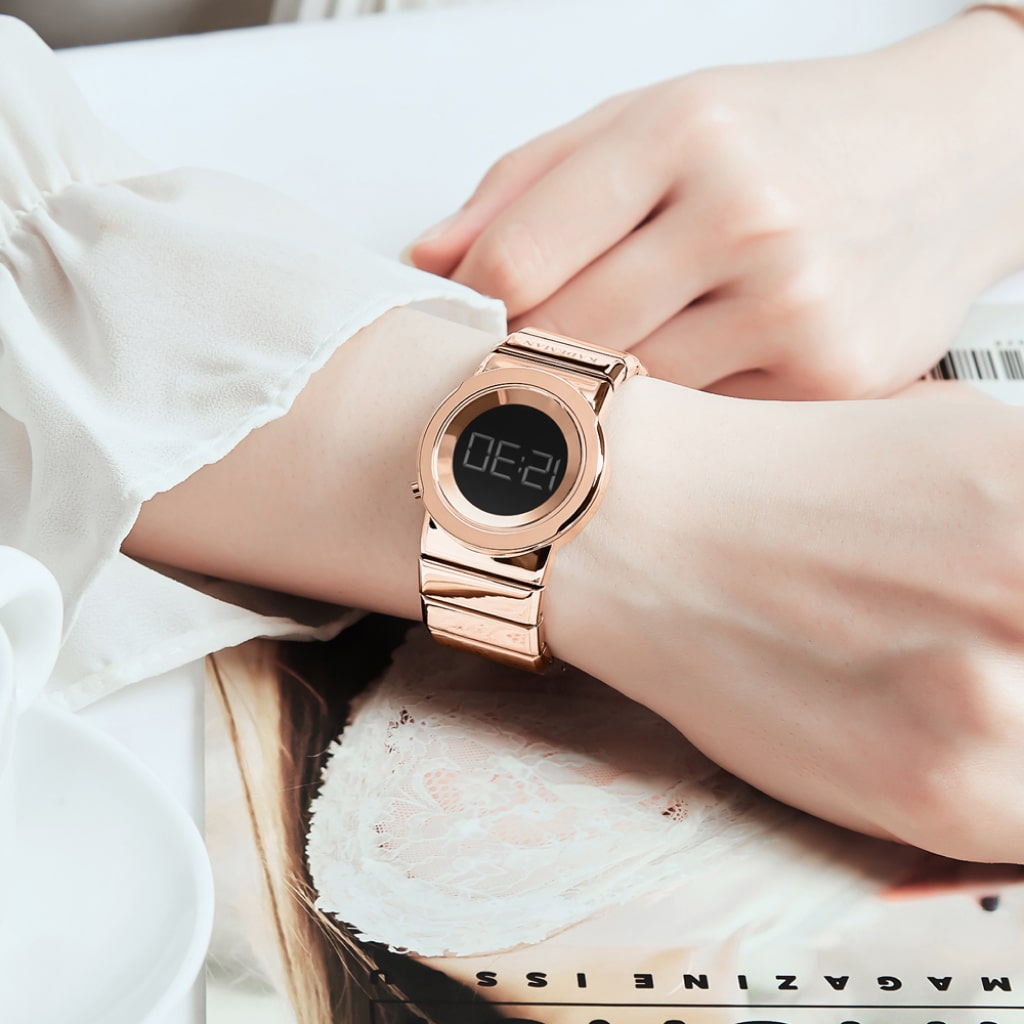 Rose Gold Digital Watch For Women