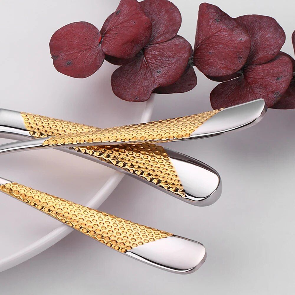 Gold Plated Stainless Steel Cutlery Set for Elegant Dining