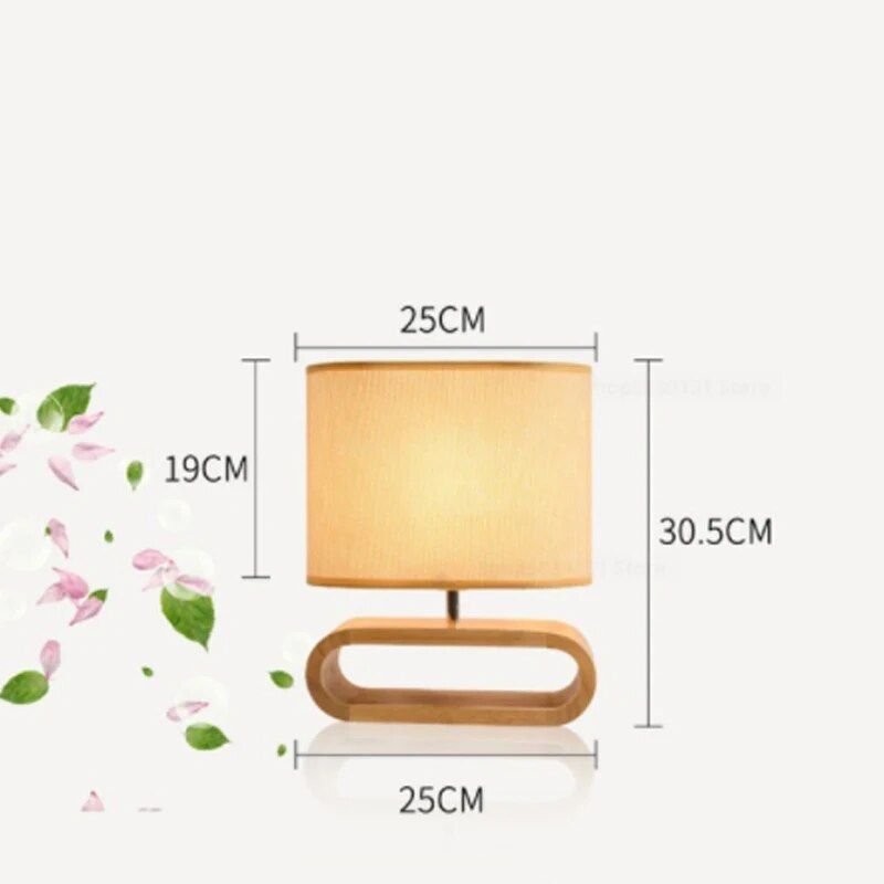 Contemporary Solid Wood & Fabric Table Lamp - LED Desk Lighting for Home & Office