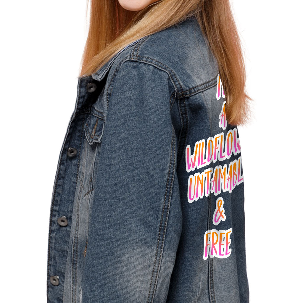 Cool Design Kids' Denim Jacket - Cute Quote Jean Jacket - Trendy Denim Jacket for Kids