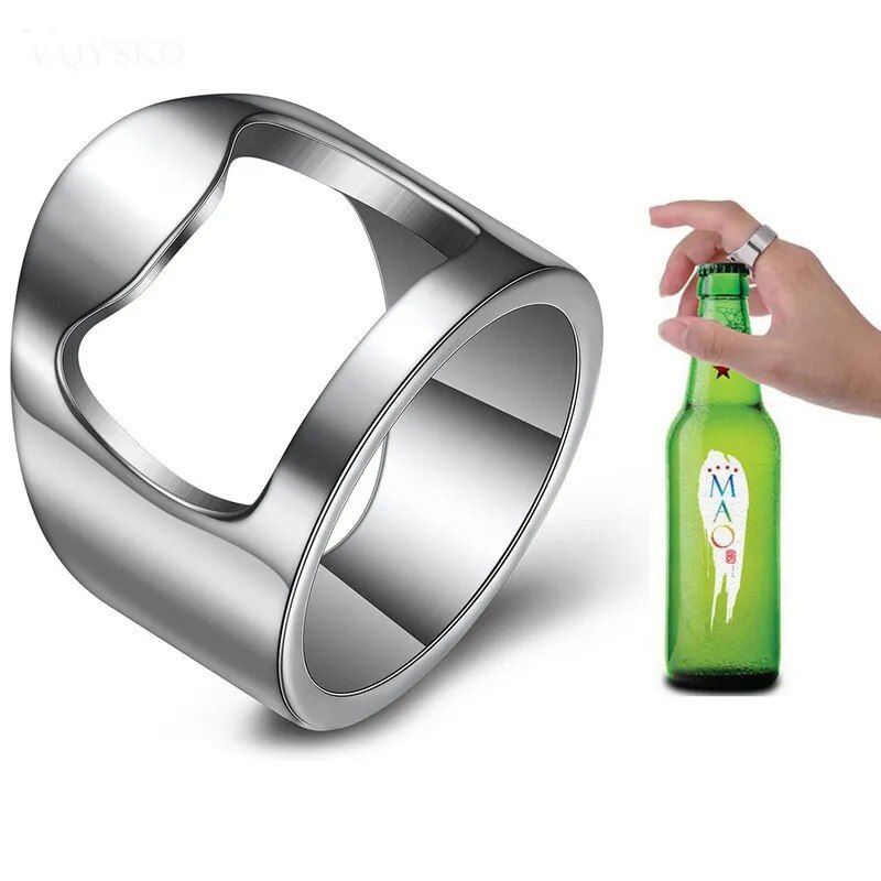 Stainless Steel Punk Ring Bottle Opener - Party Essential, Fashionable Beer Accessory