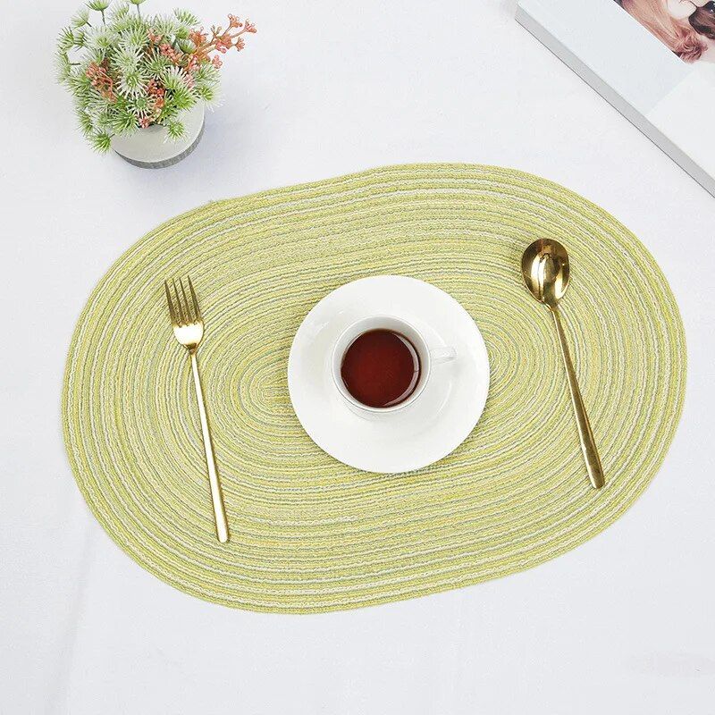 Hand-Woven Linen Oval Placemats - Modern Eco-Friendly Table Mats