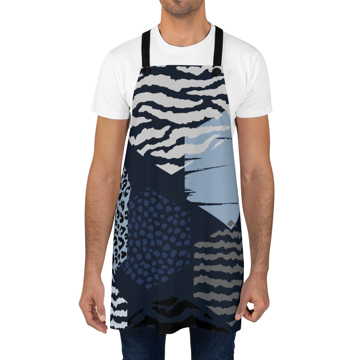 Home Accessories, Apron for Cooking or Cleaning, Blue Grey White Print