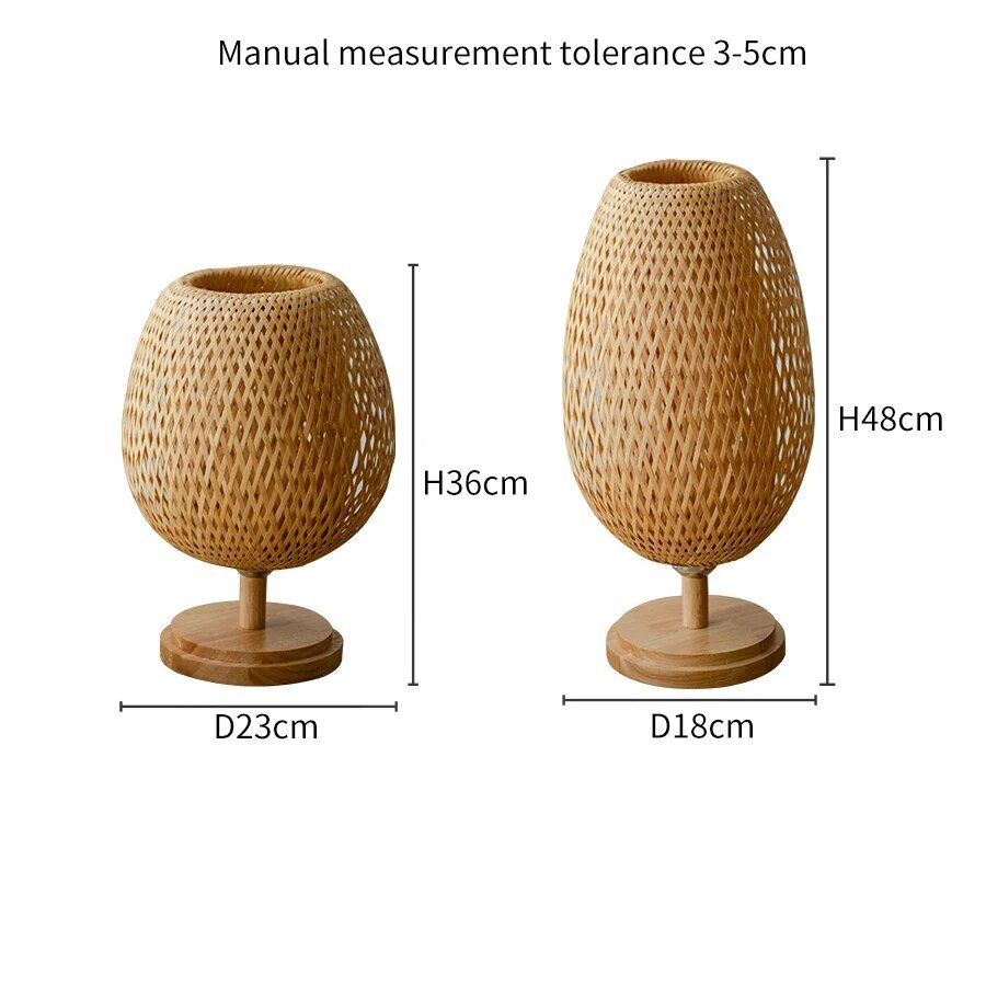 Handwoven Bamboo & Rattan Table Lamp: Retro Japanese-Style Bedside Lighting