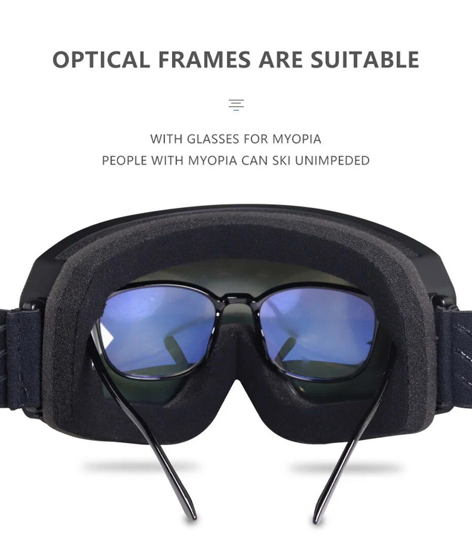 UV400 Anti-Fog Ski Goggles with Large Double-Layer Mirror Lens