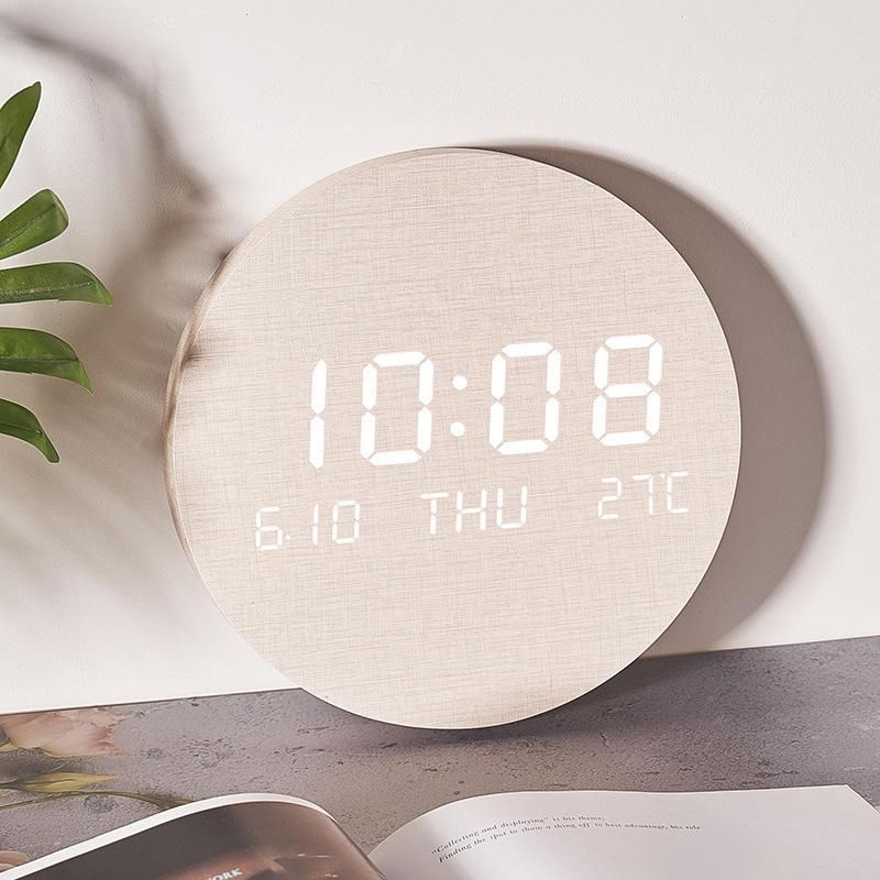 Modern Nordic-Style LED Digital Wall Clock with Temperature Display