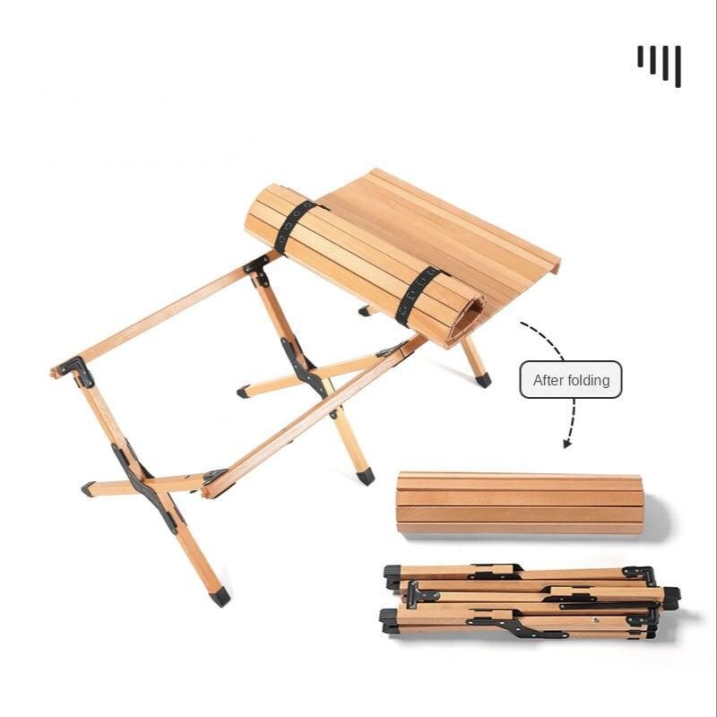 Portable Solid Wood Folding Table for Camping and Picnics
