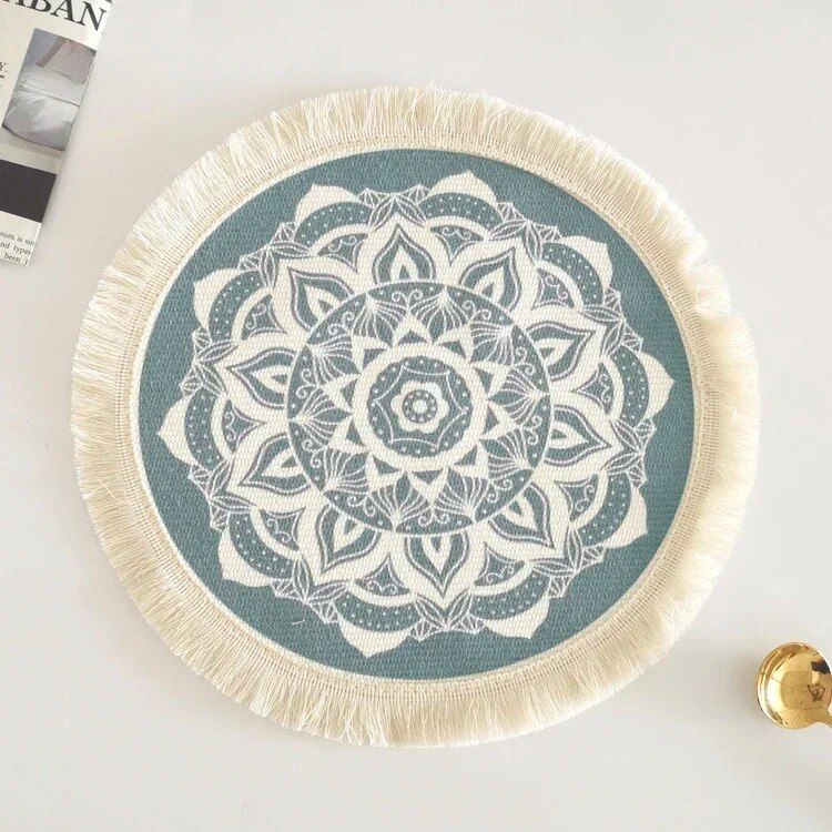 Eco-Friendly Boho Linen Round Placemats for Dining Table Decor