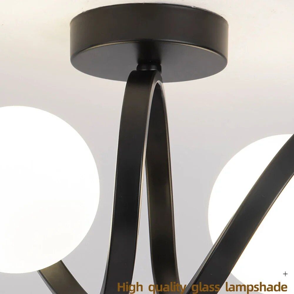 Elegant Modern Ceiling Lamp - Black and Gold Glass Lighting Fixture