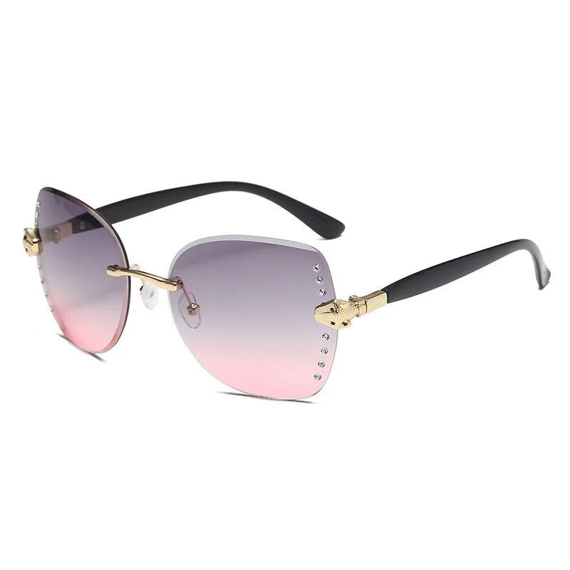 Elegant Oversized Rimless Diamond Sunglasses - Sexy Square Sunnies for Women