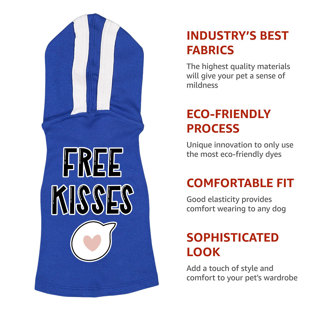 Free Kisses Dog Shirt with Hoodie - Word Print Dog Hoodie - Minimalist Dog Clothing