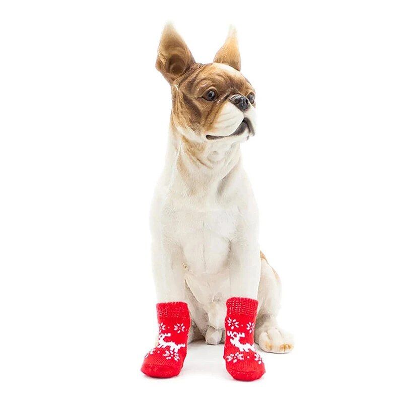 Premium Anti-Slip Knitted Dog Socks for Winter Warmth & Furniture Protection