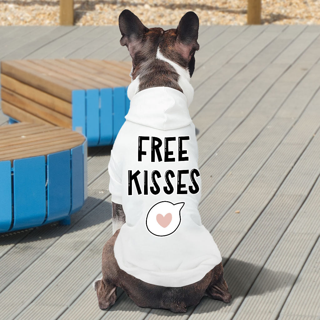 Free Kisses Dog Hoodie - Word Print Dog Coat - Minimalist Dog Clothing